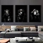 Постер с животными, плакат большого размера, Картина на холсте, настенное искусство, темный 3, забавные постеры и принты обезьяны для гостиной, украшение для дома