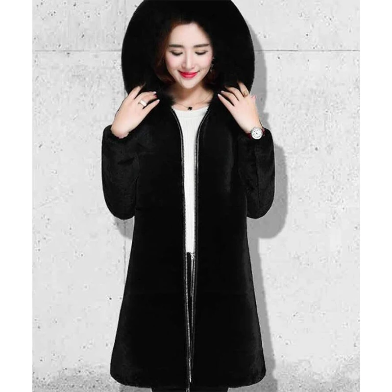 Меховая кожа теплое Свободное пальто женское куртка из искусственного меха плюс