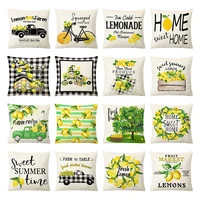 summer cushion cover cartoon green truck bicycle car wreath lemon pillow cover farmhouse home decor linen pillow cases
