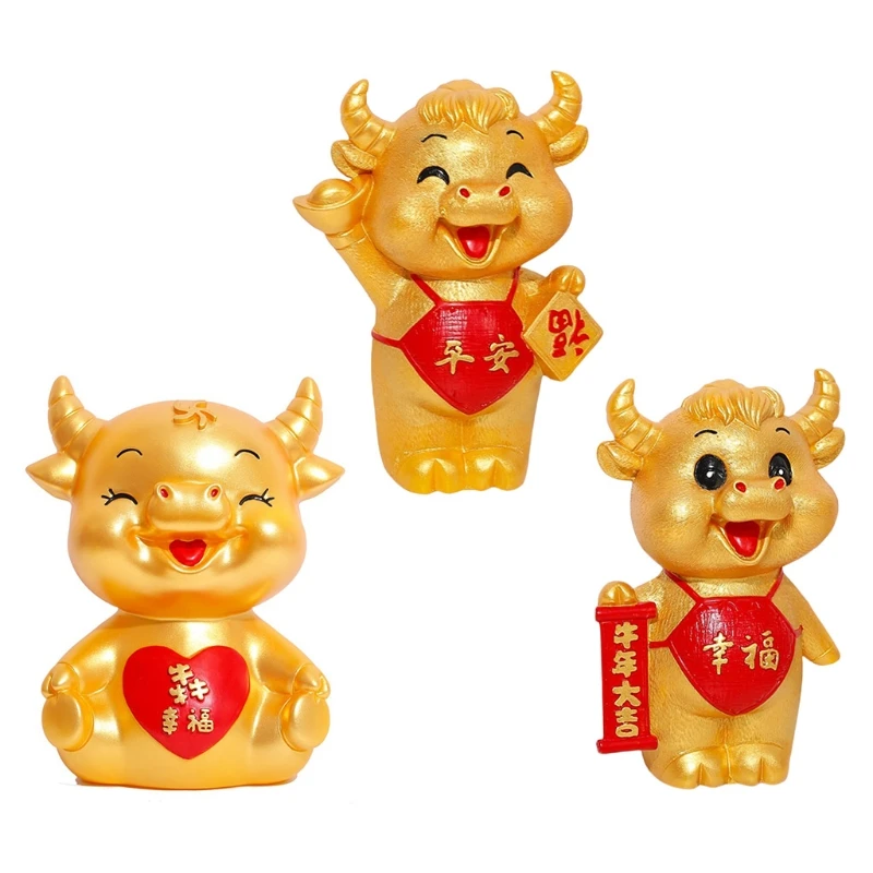 

2021 Ox Year Mascot Piggy Bank Money Boxes Storage New Year Home Decor Coin Bank Money Saving Box for Home House Office GXMB