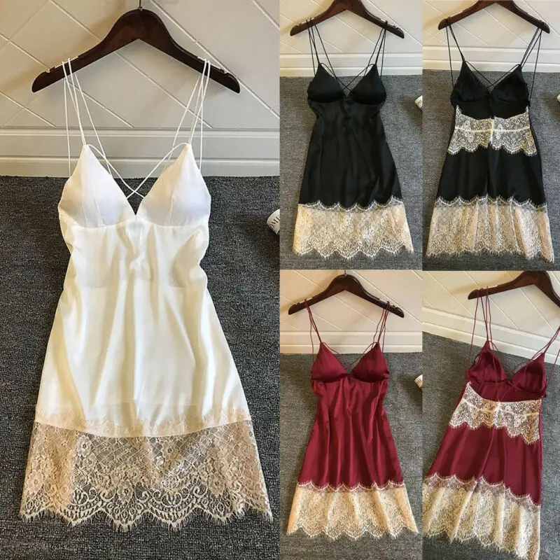 Модное женское платье кружевное сексуальное белье свободная атласная шелковая