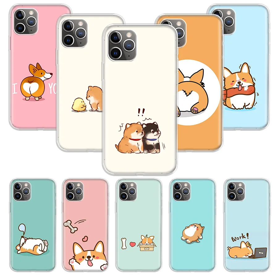 Милый чехол Corgi с мультяшной собакой для Apple iphone 11 12 Mini Pro XS Max XR X 7 8 6 6S Plus 5 5S SE 10
