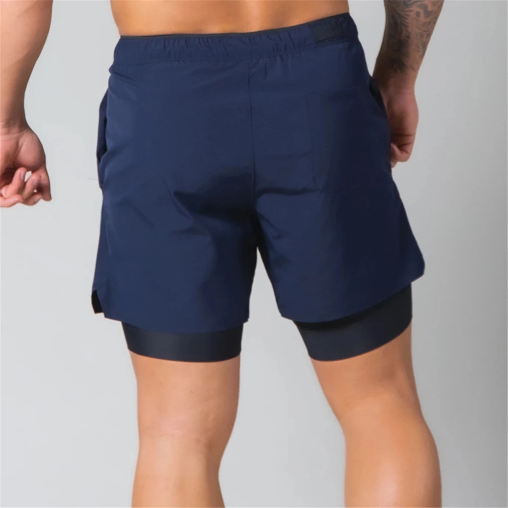 

Men's Summer Running Shorts Sports Leisure Outdoor Loose Zipper Pockets 2 Way Active Shorts With Legging Fitness Jogging Pants