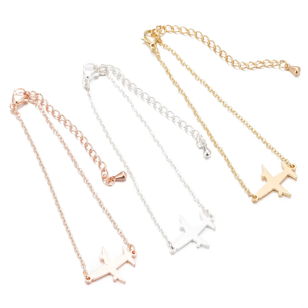 Крошечный модный браслет в виде модели самолета из нержавеющей стали