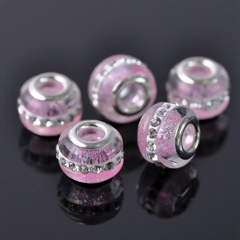 5 шт. 14 мм круглые лампворк стеклянные бусины с большим отверстием для