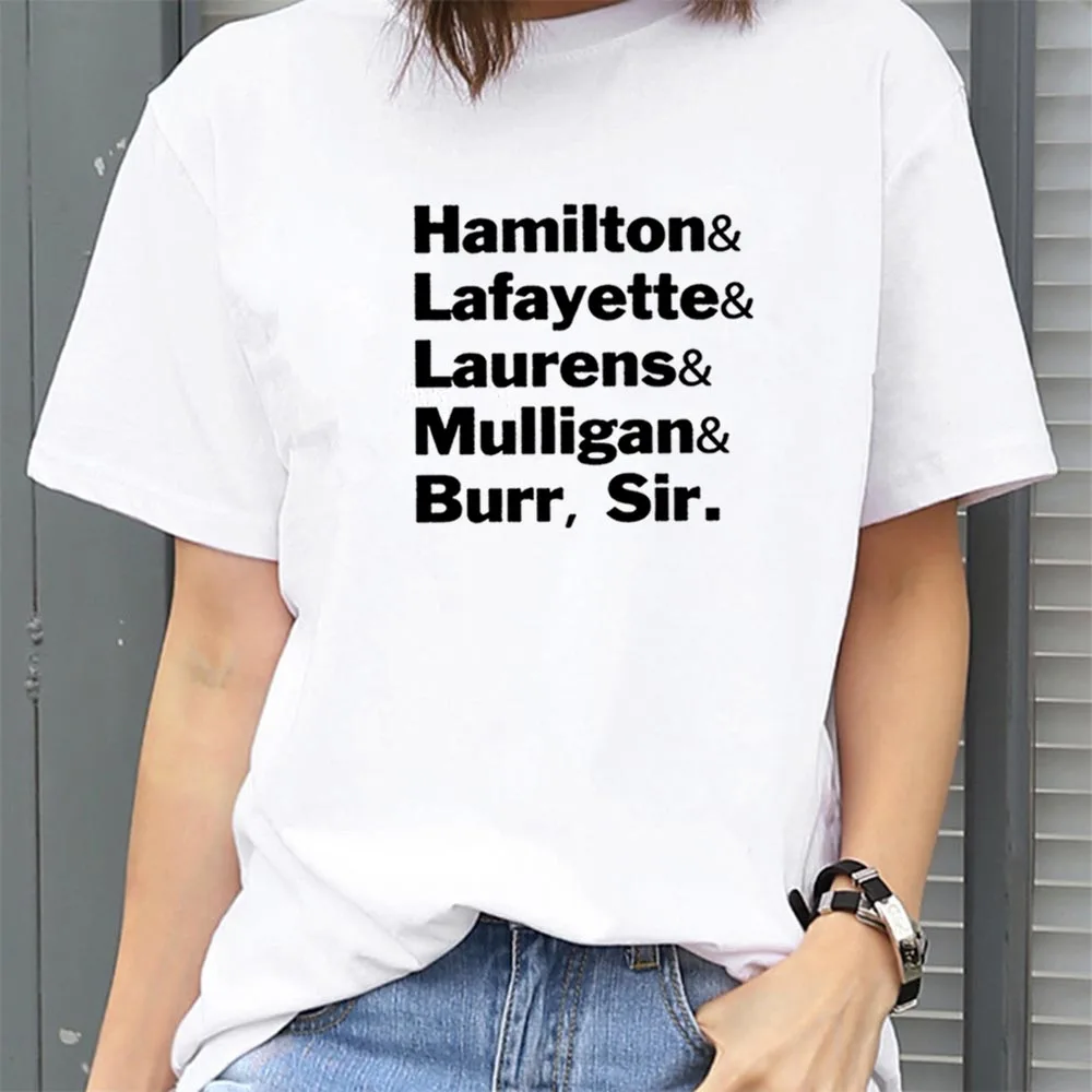 

Летняя футболка Гамильтон Лафайет, женские футболки с коротким рукавом, хлопковая Женская свободная футболка с круглым вырезом, женская че...