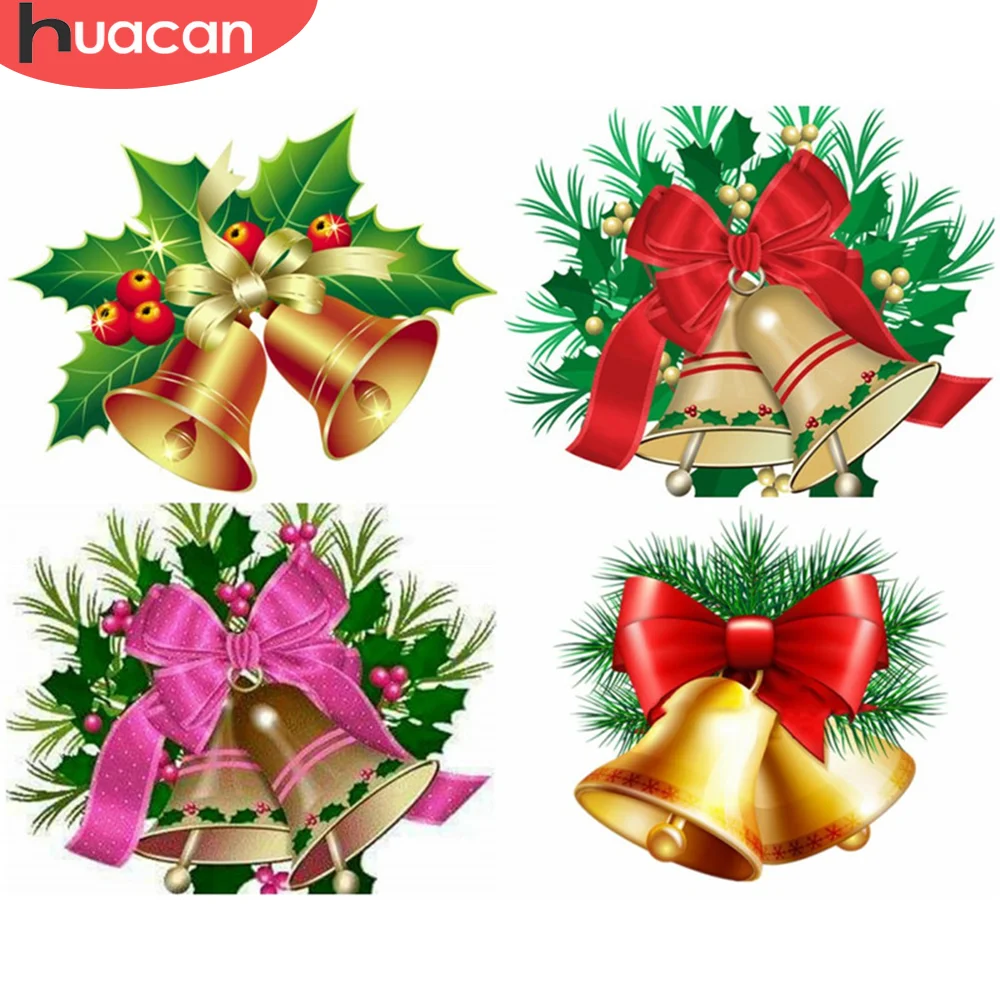 HUACAN картина маслом по номерам Рождественский подарок Колокольчики красками