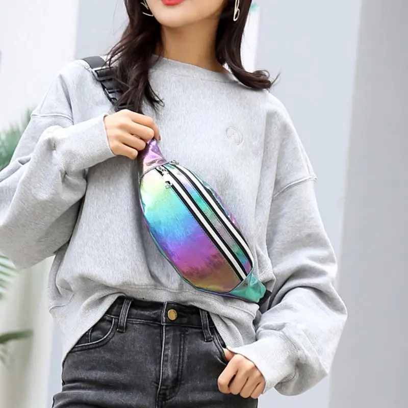

Women Holographic Waist Fanny Pack Belt Bag Travel Hip Bum Chest Phone Pouch LX9F