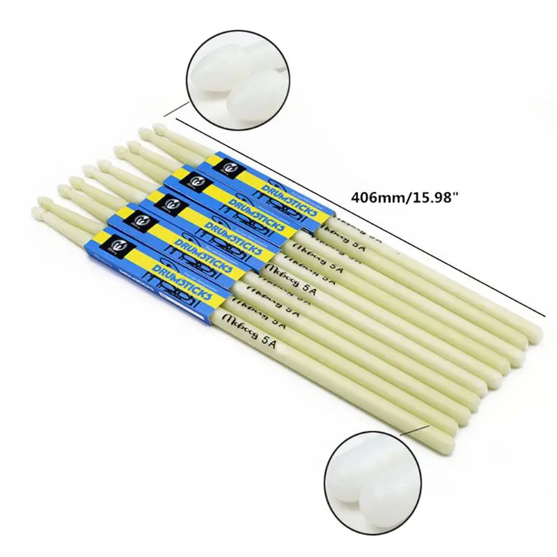 

1pair 5A Luminous Drum Stick Drum Set Fluorescent Drumsticks Glow in The Dark