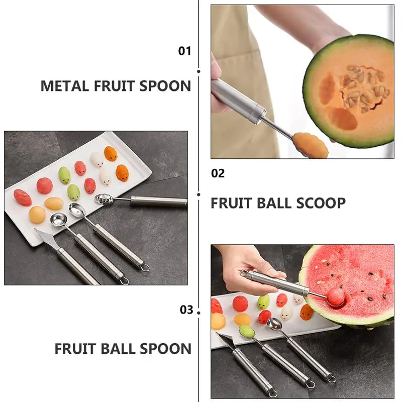 

2Pcs Fruit Ball Spoons Stainless Steel Melon Ball Spoons Fruit Baller Scoops