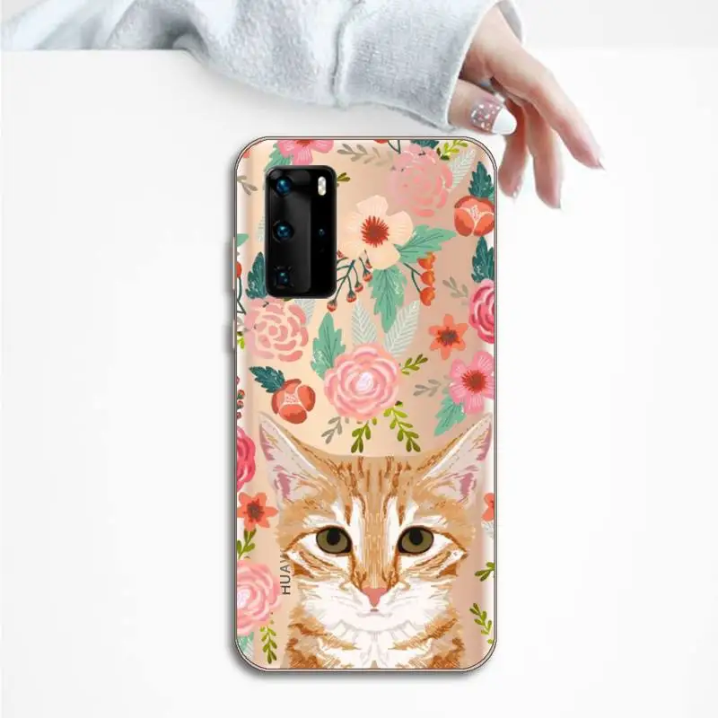 

Animal flower dog cat cute Phone Case Transparent for Huawei P20 P30 P40 honor 8 10i P smart 2019 Samsung A71 A21S S10 20 plus