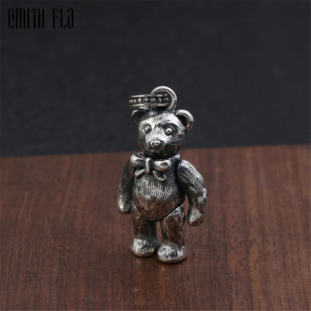 Подвески из стерлингового серебра 925 пробы с милым медведем для ожерелья Мужские