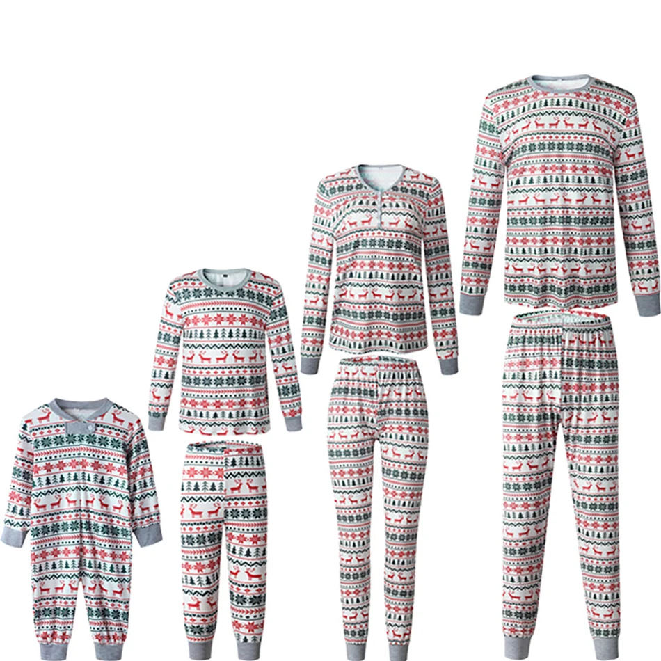 

2021 семейный Рождественский пижамный комплект с принтом для взрослых женщин детей семейная Одинаковая одежда Рождественская семейная Пижа...