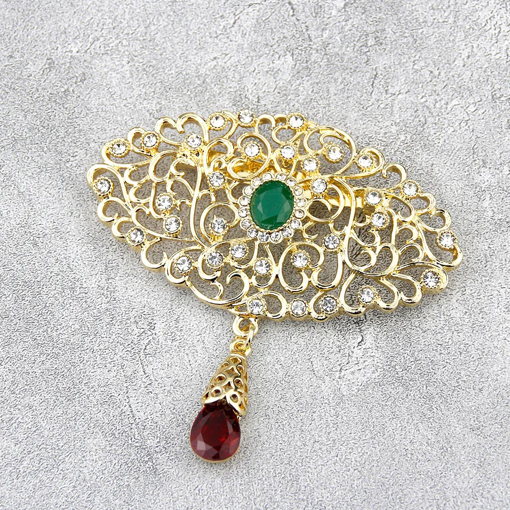 Sunspicems 2020 арабский цветок Женская Брошь шпильки золотистого цвета Стразы Марокко