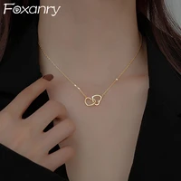 foxanry 925 stamp wedding necklace ins fashion creative love heart pendant clavicle chain elegant bride jewelry gifts