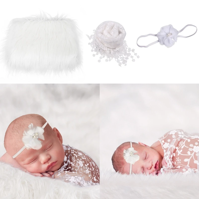 

3Pcs Baby Blanket Swaddle Wrap Headband Set Newborn Infants Photography Props Drop Shipping