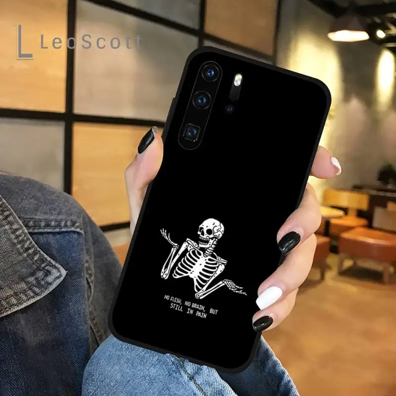 

Rose Skeleton Hand Skull Phone Case For Huawei honor Mate P 9 10 20 30 40 Pro 10i 7 8 a x Lite nova 5t Silicone Shell Cover