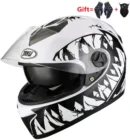 Мотоциклетный шлем 2 Gifs, с двойными линзами, на все лицо, для мужчин и женщин