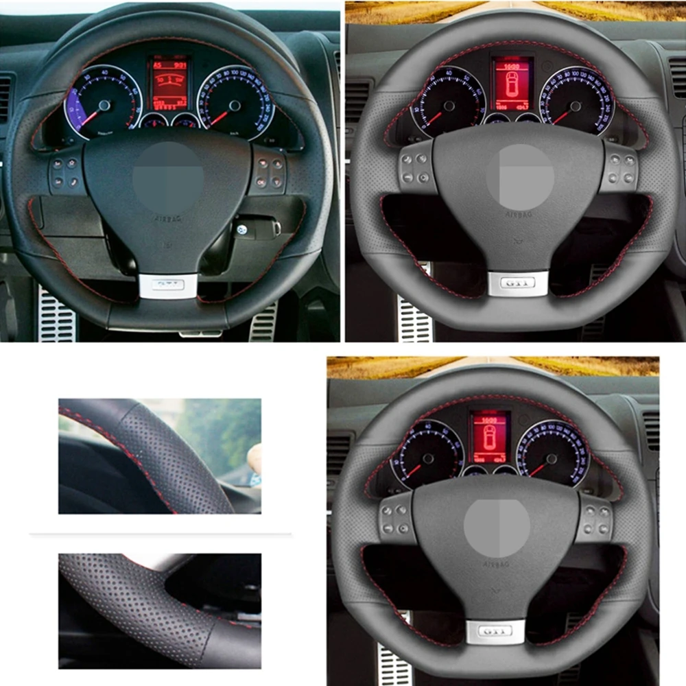 Сшитый вручную чехол рулевого колеса автомобиля для Volkswagen Golf 5 Mk5 GTI VW R32 Passat R GT 2005