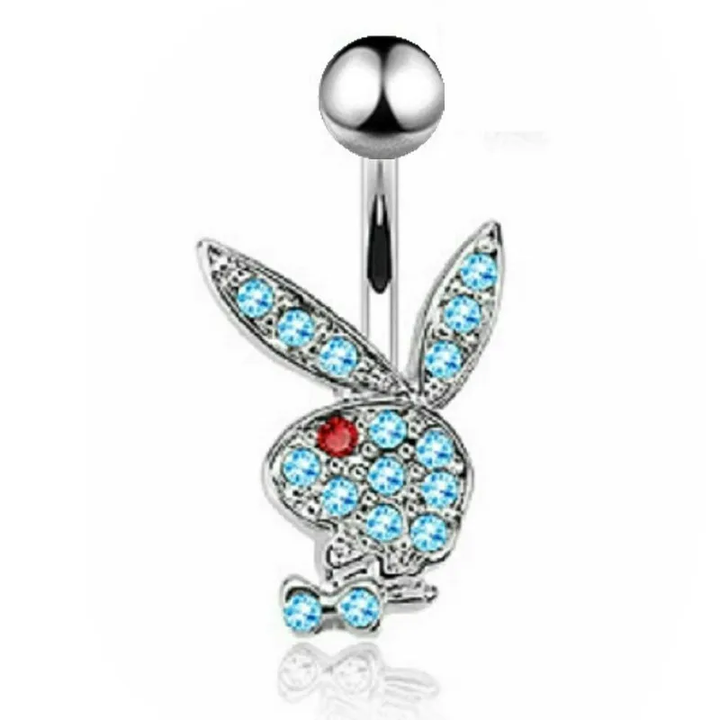 

Sweet Zircon Rabbit Belly Button Rings Women Cute Bunny Crystal Ombligo Navel Ring Piercing Body Jewelry Stainless Steel Ring