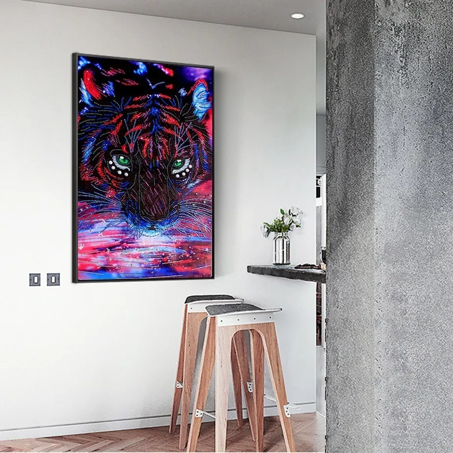 HUACAN Алмазная картина тигр особой формы вышивка Стразы частичная Бриллиантовая