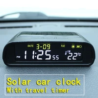 solar car clock outside thermometer driving time reminder automatic switch no wiring high precision lcd digital clock watch