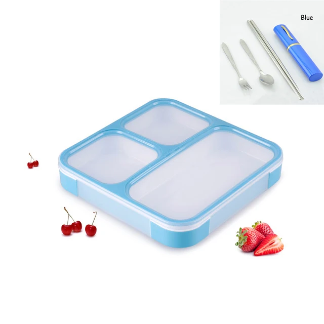 Blue 3 suit MICCK BPA Бесплатный Ланч-бокс, контейнер для хранения еды с отсеками, герметичный, тепловой, Bento box, большая емкость 1200 мл - Цвет: Blue 3 suit