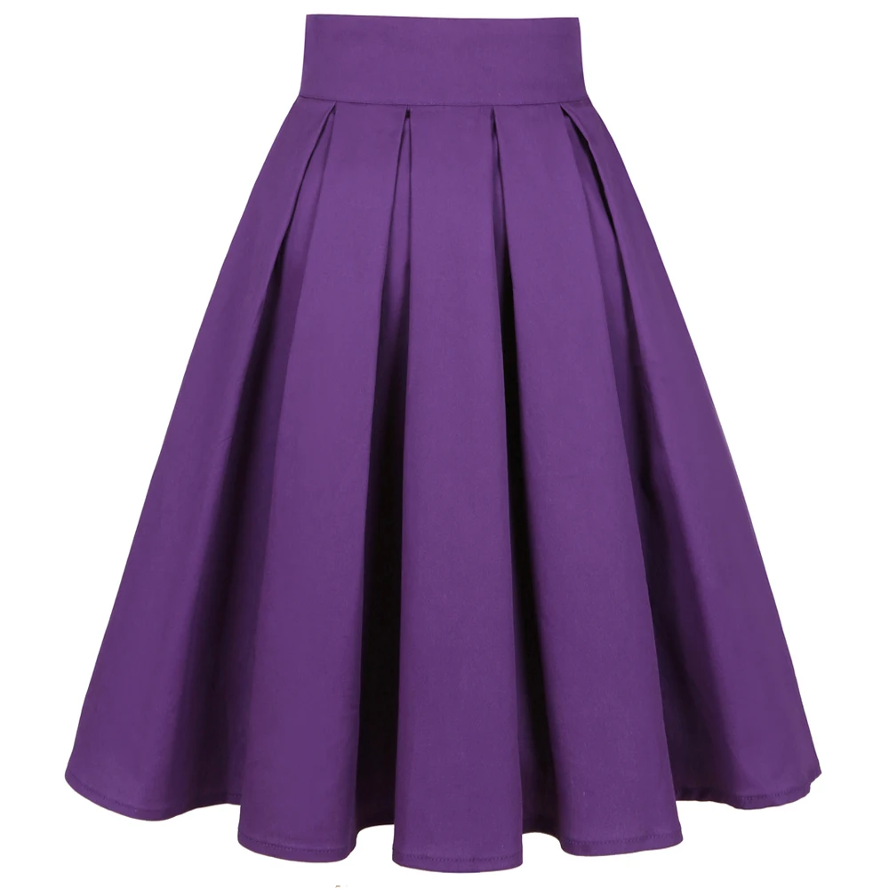

2021 Solid Colir Purple Women Pleated Skirts High Waist Plus Size Casual Streetwear All-match Korean Novelty Daily Womens Skater