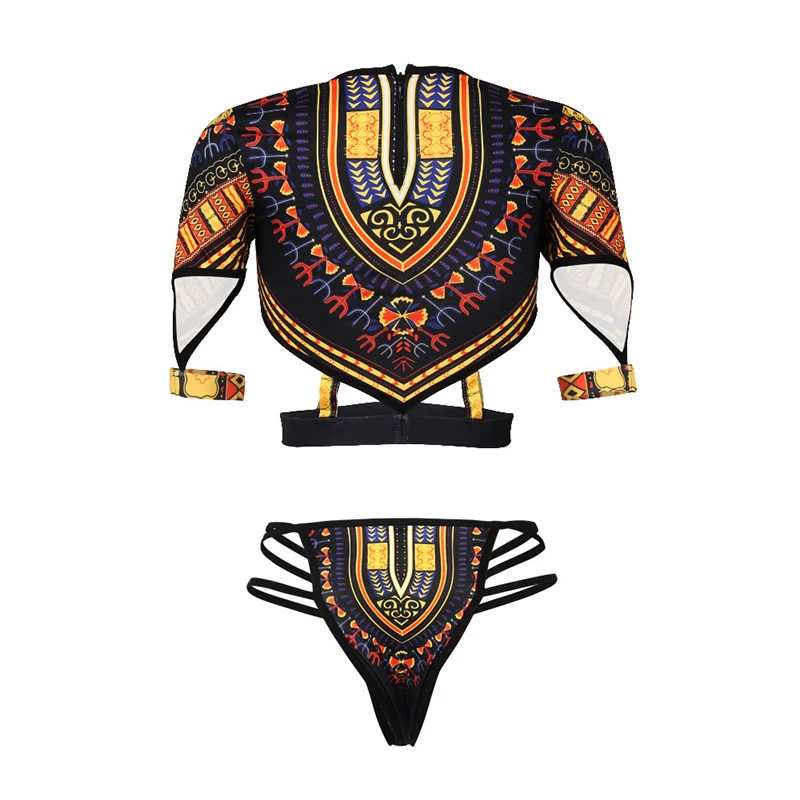 Африканская Дашики принт бикини из двух частей комплект Для женщин короткий