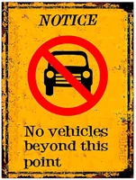 utf4c railway standard notice no vehicles beyond this point tin metal sign wall mounted plaque free fastness yard sign