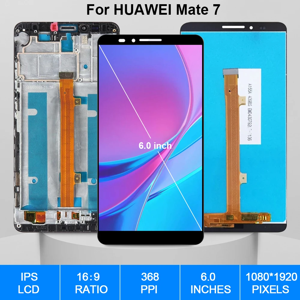 Pantalla t&aacute;ctil Original para Huawei Mate 7, pieza de repuesto de digitalizador LCD, MT7-TL00, MT7-L09-1