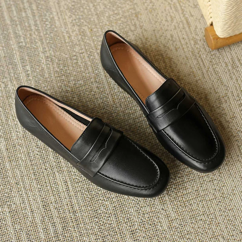

Cow Leather Pumps Women Thick Low Heels Pumps Platform Neutral Shoes Female Shoes Ladies Square Toe Shoes 2021 New