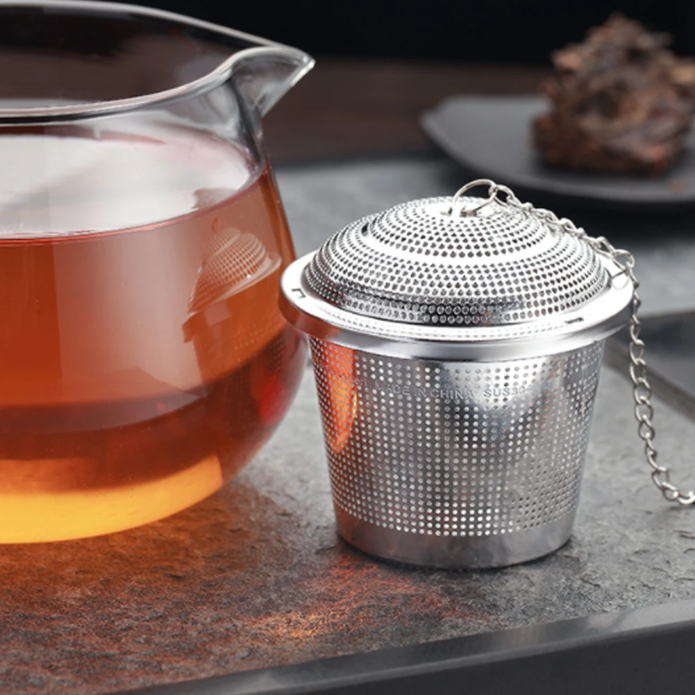 

1 Tea Drain Infuser Filter Tea Ball Stainless Steel Cooking Infuser Extra Fine Mesh Strainer Tea Filter Threaded with Chain Hook