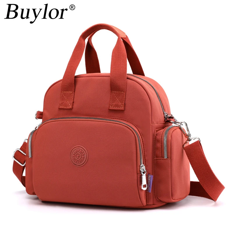 Buylor-mochila multifuncional de nailon para mujer, bolso cruzado de lujo con carga USB oculta, de hombro