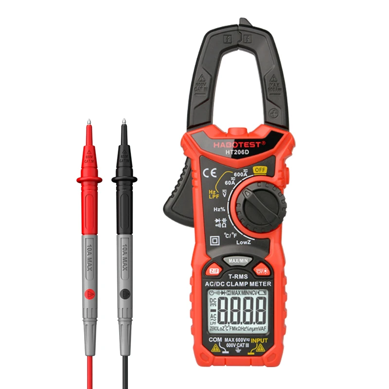 

HT206 Digital Clamp Meter Multimeter for Measuring AC Voltage Current, Resistance, Continuity Clamp Multimeter Non Contact