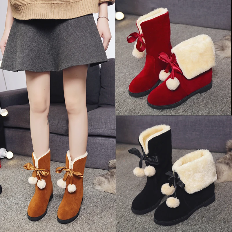 

Женские зимние ботинки в британском стиле, плюшевая обувь на платформе, теплые модные женские ботильоны до середины икры, женские зимние са...