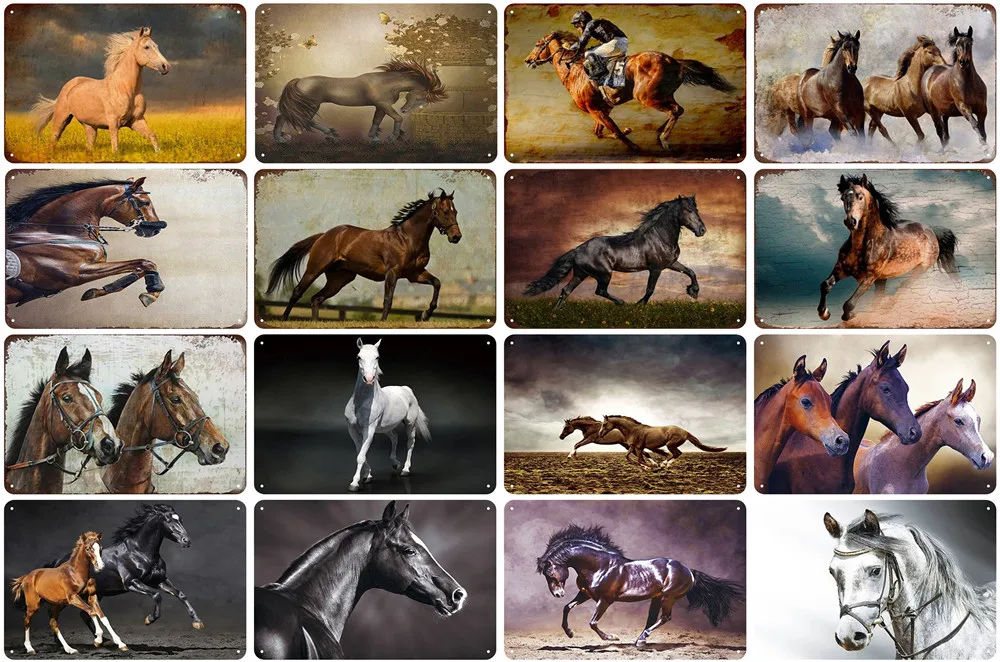 

Винтажные металлические таблички мустанга, дикая животная, бегущая лошадь для фермерского декора, детский подарок, Ретро наклейки на стену,...