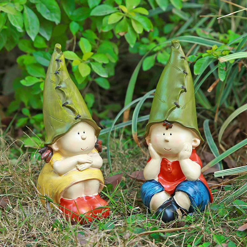 

Idyllic Outdoor Courtyard Fairy Sculpture Creative Resin Cartoon Dwarf Statue Fairy Garden Decoration Figurin Nordic Home Decor