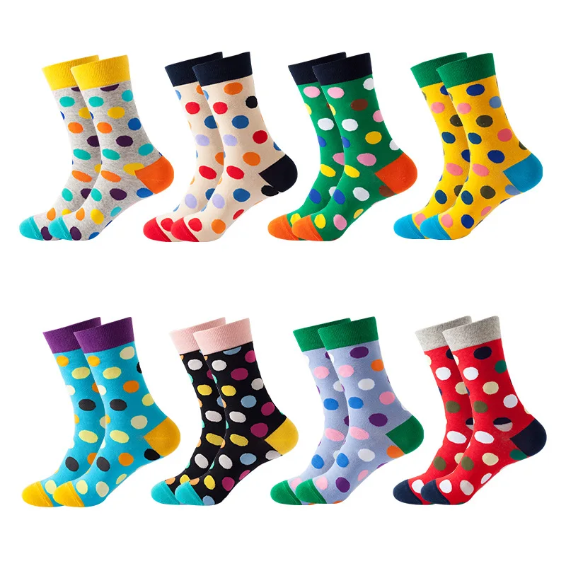 

8Pair Women Crew Socks Funny Cute Cartoon candy colour dot crew socks Happy Harajuku skateboard Socks sox dropshipping