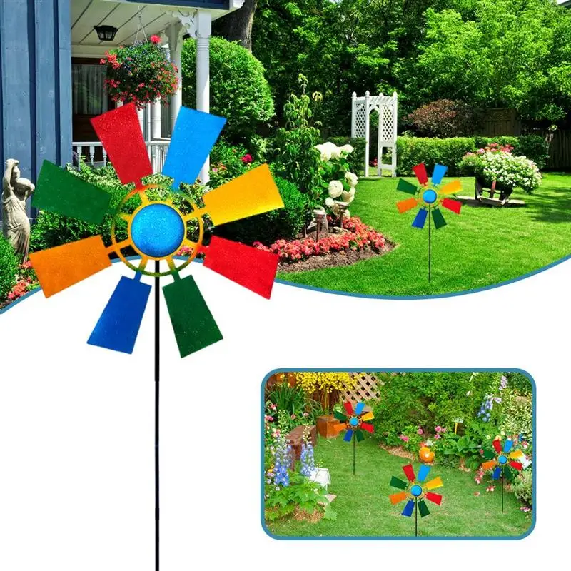 

Garden Iron Windmill Outdoor Wind Rotator Garden Courtyard Balcony Decor Colour Iron Windmills Lawn Ornament