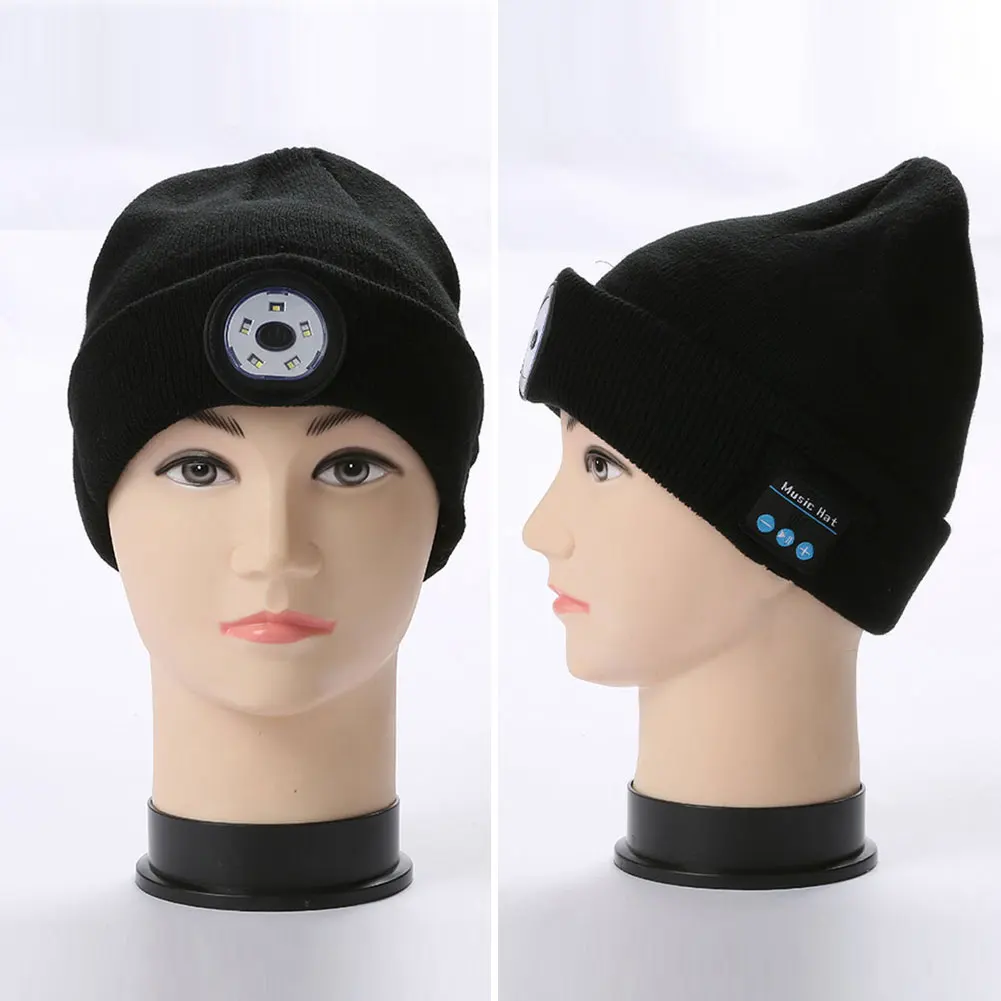 

Thefound Fashion Warm Beanie Bluetooth LED Hat Wireless Smart Cap Headset Headphone Speaker Mountaineering Night Fishing