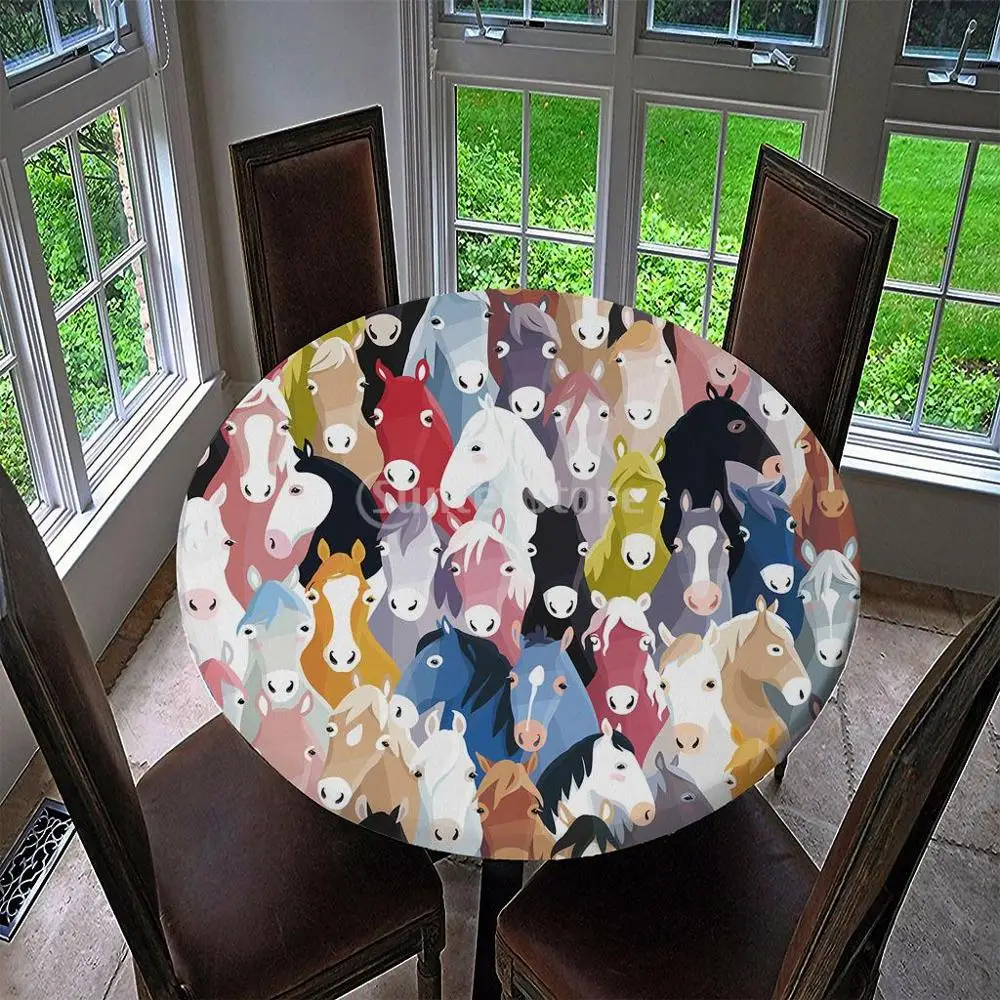 Круглая эластичная скатерть водонепроницаемый нескользящий чехол для стола с