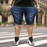 size denim plus shorts mens loose large thin shorts high waist straight tube elastic midpants fat guy summer pants