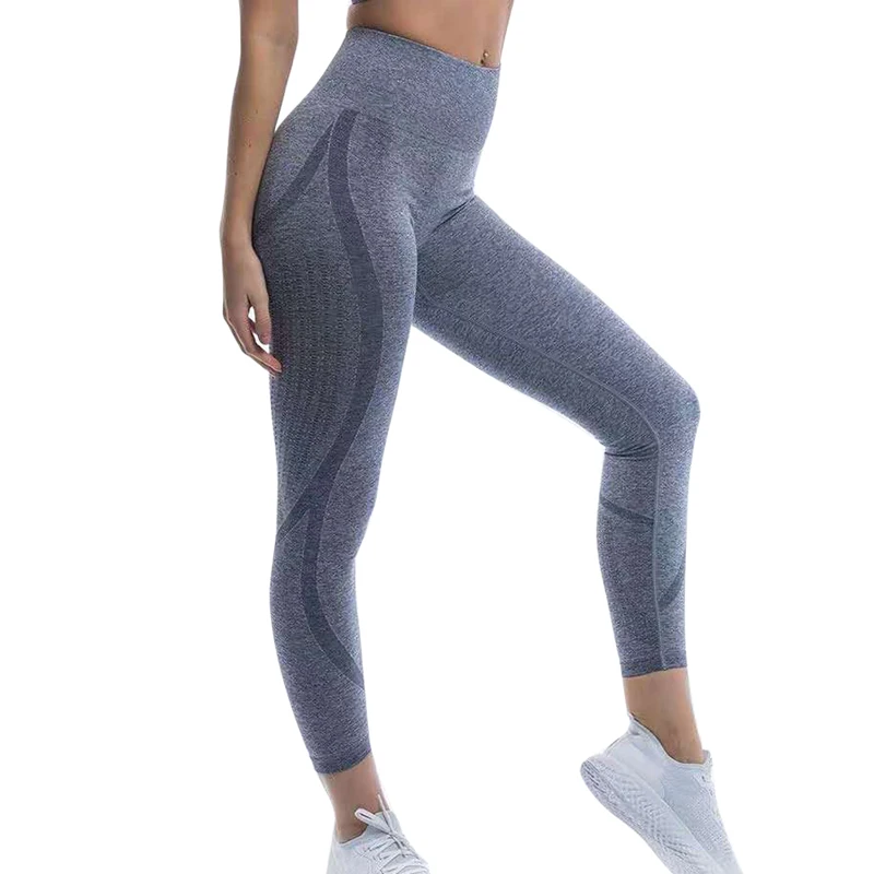 light blue Женские спортивные Леггинсы Фитнес Леггенсы с высокой талией Йога эластичные брюки с высокой посадкой Брюки Женский спортивный костюм Бесшовные Леггинсы для йоги - Цвет: light blue