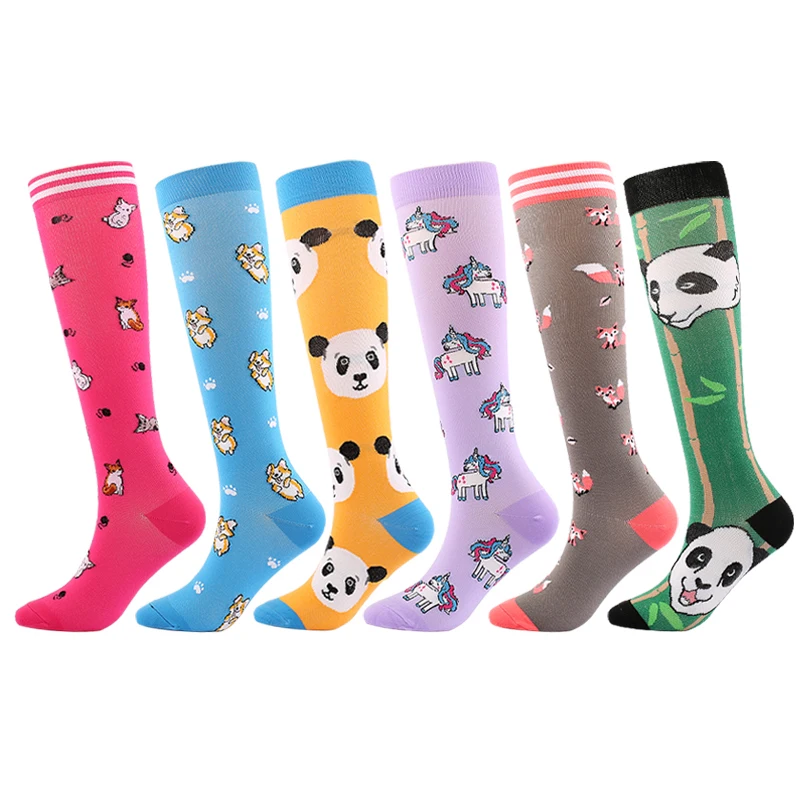 

Cute Compression Stockings Women men Pressure Socks Compress Sports Rainbow Unicorn Dog Fox Cats Pattern Nylon Funny