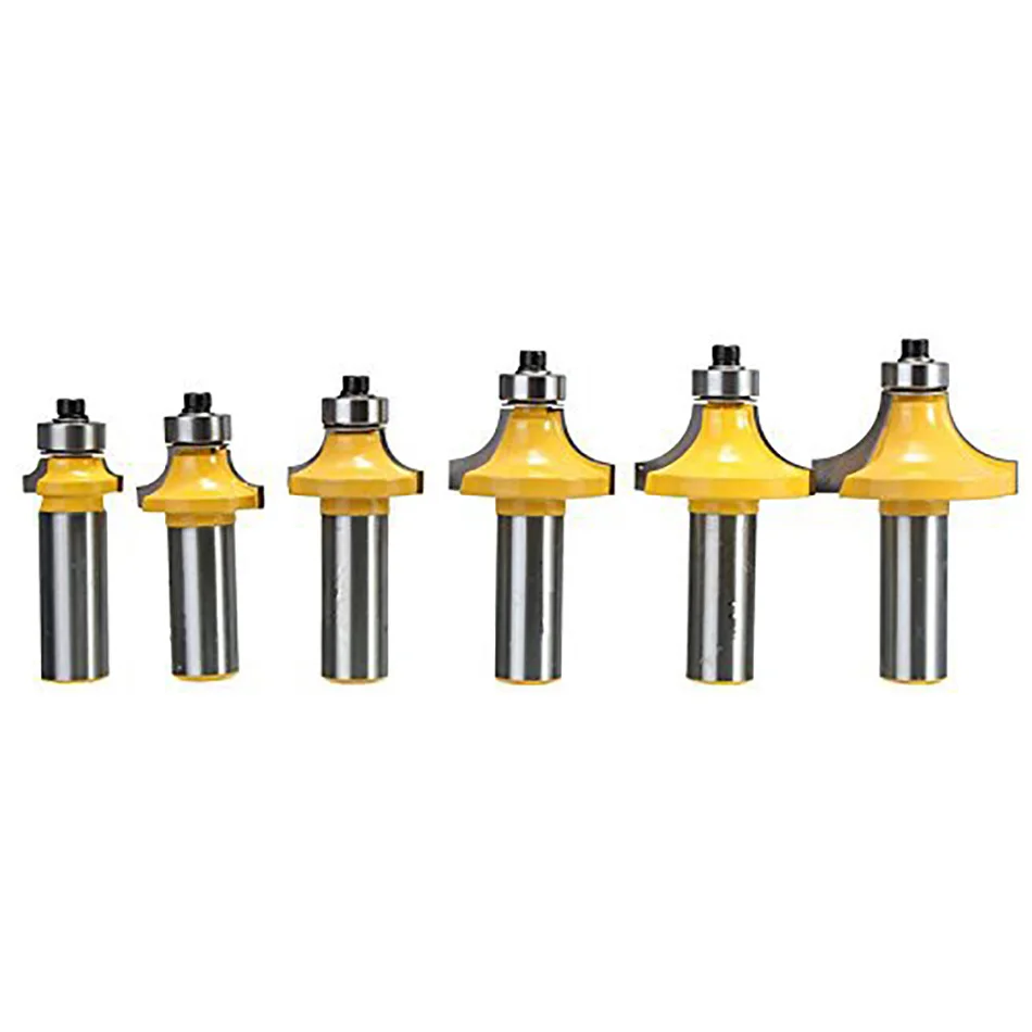 6 шт. 1/" хвостовик бит вокруг края формируя маршрутизатор Набор бит помолка, резка Деревообработка резак Нож филейный карбидный хвостовик