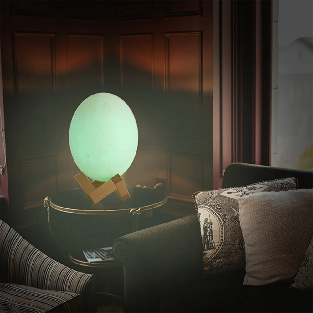 Remote Control 16 Colors Changing 3D Printing Dinosaur Egg Light Moon Night Lght Table Lamp Led Birthday Gift | Дом и сад