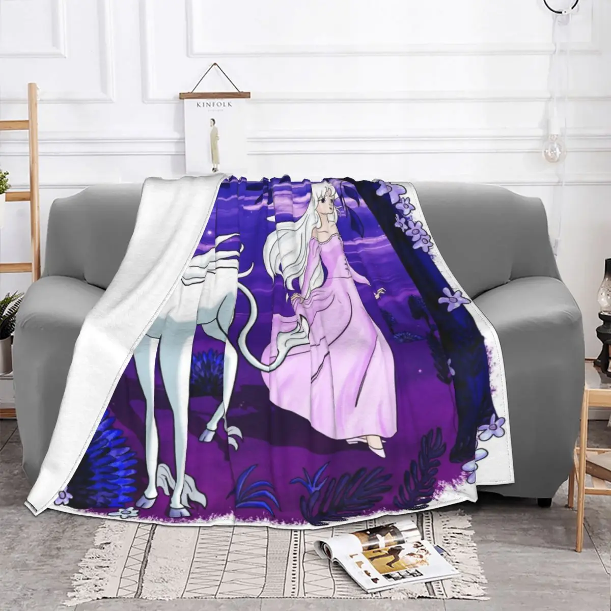 

Lady Amalthea Blanket Coral Fleece Plush Textile Decor Magic Animal Warm Throw Blanket for Home Outdoor Quilt The Last Unicorn