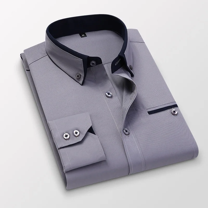 

Luxury Business Dress Shirts Male Formal Button-Down Collar Shirt Men Long Sleeve Slim Fit Shirt Spring Casual Brand Clothes
