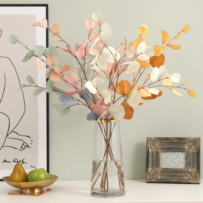 

Autumn Artificial Plant Faux Leaves Eucalyptus Morandi Branch Wedding Home Decoration Silk Flowers Fake Plants DIY Home Decor